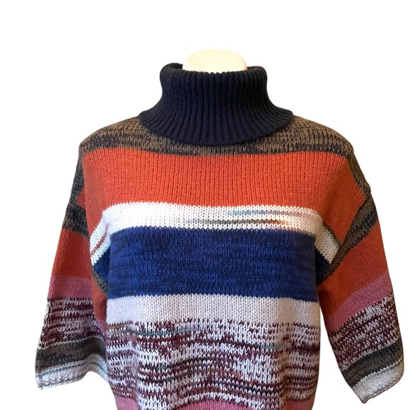NWT, Knox Rose Cozy Colorful Striped Knit Turtleneck Sweater, Sz XS - Picture 12 of 16